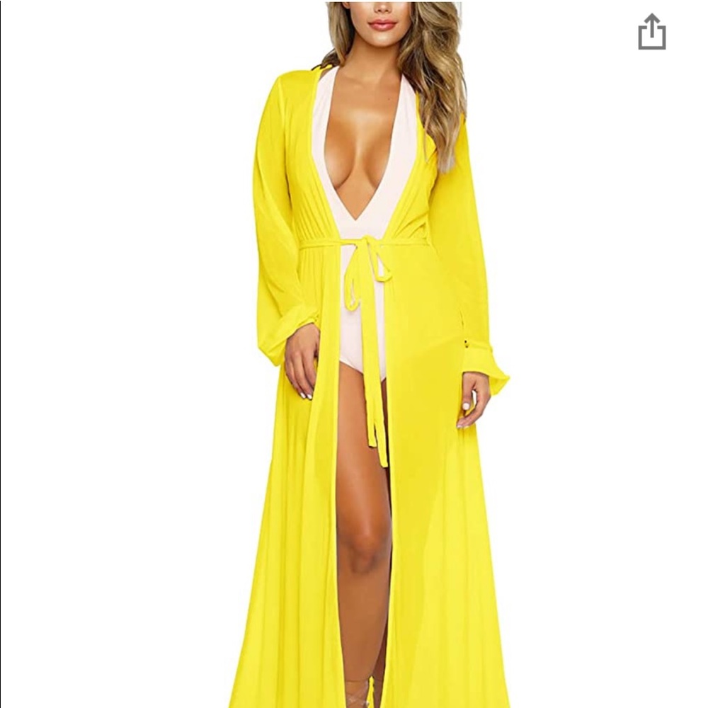 Yellow coverup, duster, robe